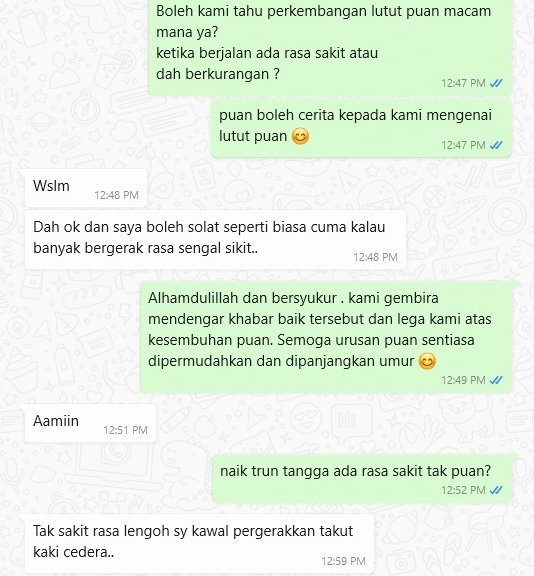 Testimoni pesakit Klinik Adam Hawa - boleh solat seperti biasa